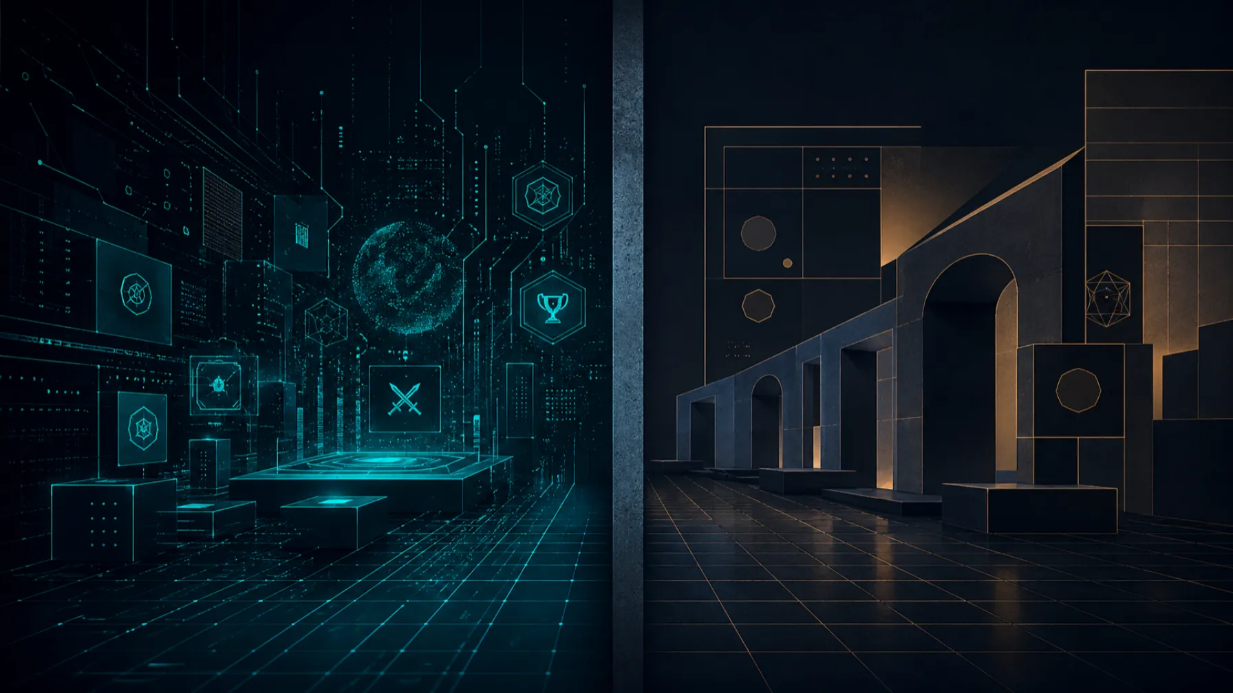 Split panel contrasting esports-native and traditional sportsbook market sides