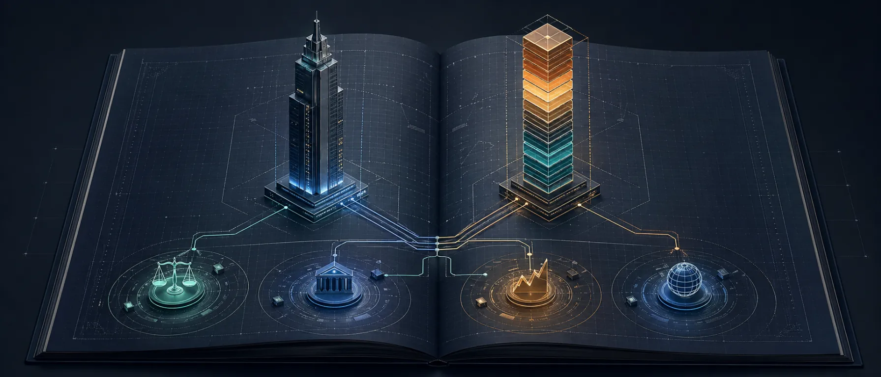 Editorial blueprint of a betting field manual with two pillars branching into four topic clusters