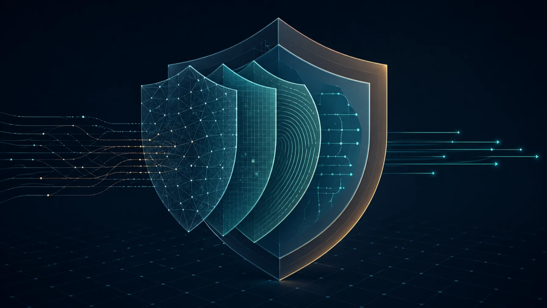 Layered geometric shield representing privacy hygiene